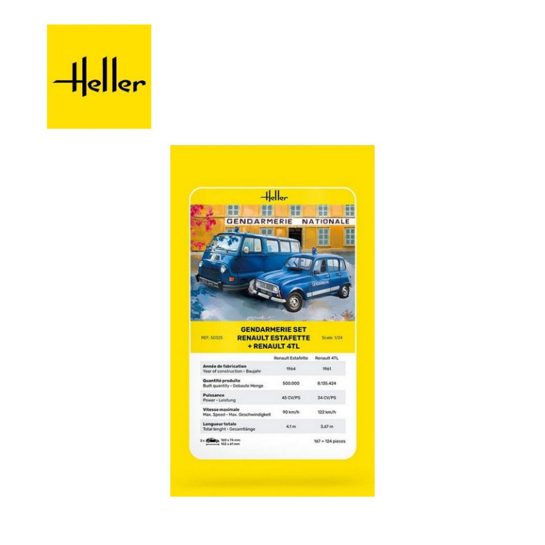 Set Utilitaire Renault Estafette et Renault 4TL "Gendarmerie" 1/24 Heller HE50325-Maketis Set Utilitaire Renault Estafette et Renault 4TL "Gendarmerie" 1/24 Heller HE50325-Maketis