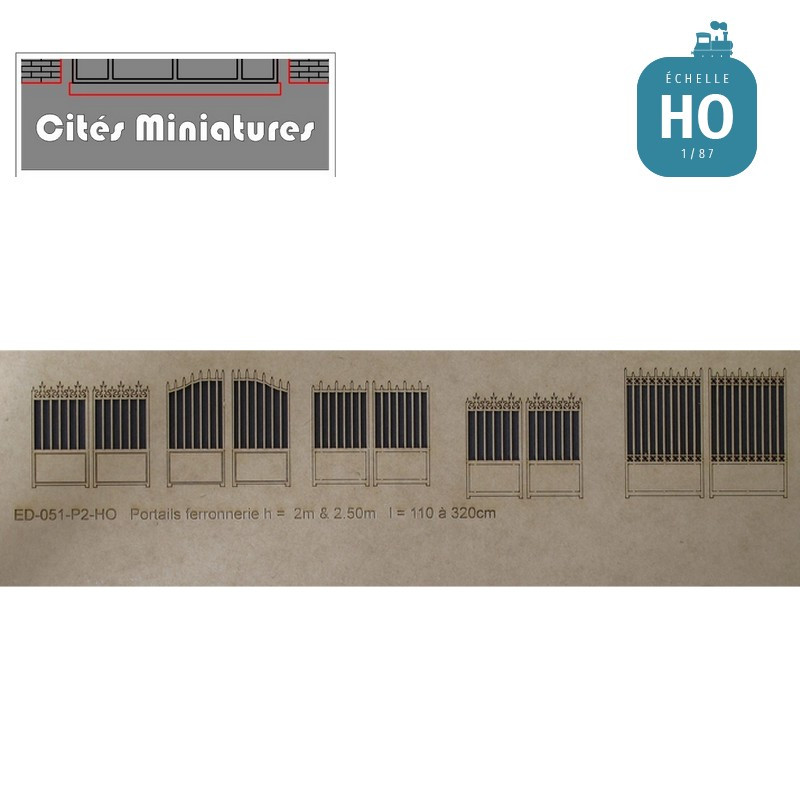 Assortiment de 5 portails en fer forgé Cités miniatures ED-051-P2-HO - Maketis