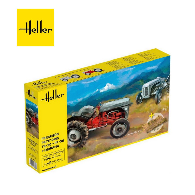 Set Tracteur Ferguson TE-20 + FF-30 "PETIT GRIS" et Diorama 1/24 Heller 50326-Maketis Set Tracteur Ferguson TE-20 + FF-30 "PETIT GRIS" et Diorama 1/24 Heller 50326-Maketis