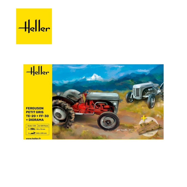 Set Tracteur Ferguson TE-20 + FF-30 "PETIT GRIS" et Diorama 1/24 Heller 50326-Maketis Set Tracteur Ferguson TE-20 + FF-30 "PETIT GRIS" et Diorama 1/24 Heller 50326-Maketis