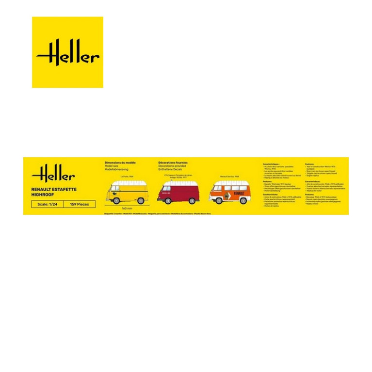 Utilitaire Renault Estafette Highroof 1/24 Heller 80740-Maketis Utilitaire Renault Estafette Highroof 1/24 Heller 80740-Maketis