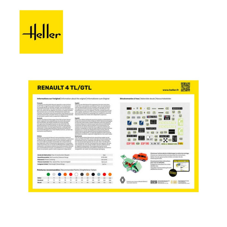 Starter kit voiture Renault 4L 1/24 Heller 56759 - Maketis Starter kit voiture Renault 4L 1/24 Heller 56759 - Maketis