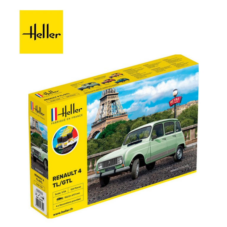 Starter kit voiture Renault 4L 1/24 Heller 56759 - Maketis Starter kit voiture Renault 4L 1/24 Heller 56759 - Maketis