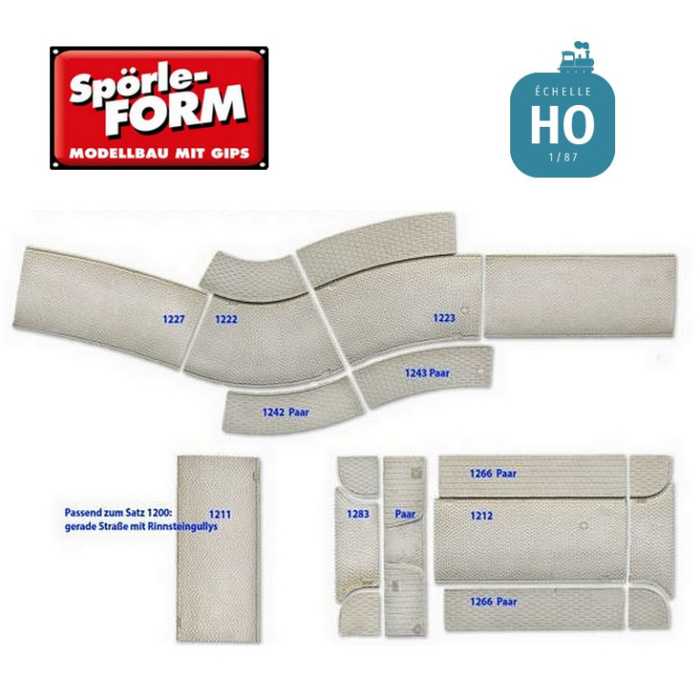 Set de 5 moules routes de campagne et de village largeur 66 mm HO Spörle 1201 - Maketis