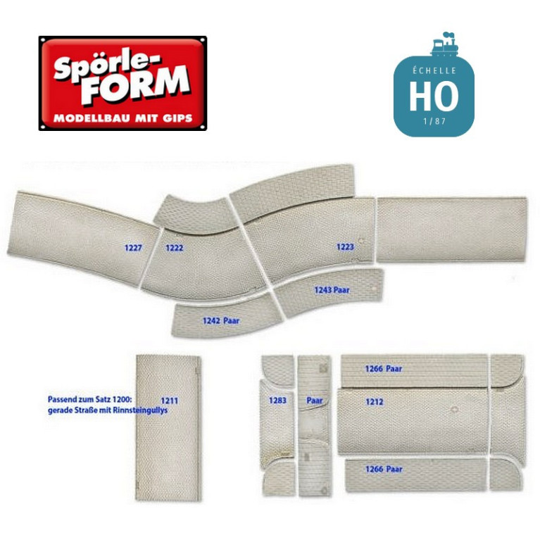 Set de 3 moules routes de campagne et de village largeur 66 mm HO Spörle 1203 - Maketis