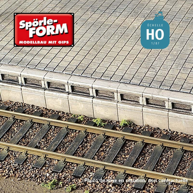 Moule 5 bordures de quai haut effet brique et béton HO Spörle 2215