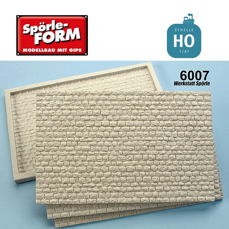 Moule mur pierres de taille moyennes et régulières en relief 160x110 mm HO Spörle 6007 - Maketis