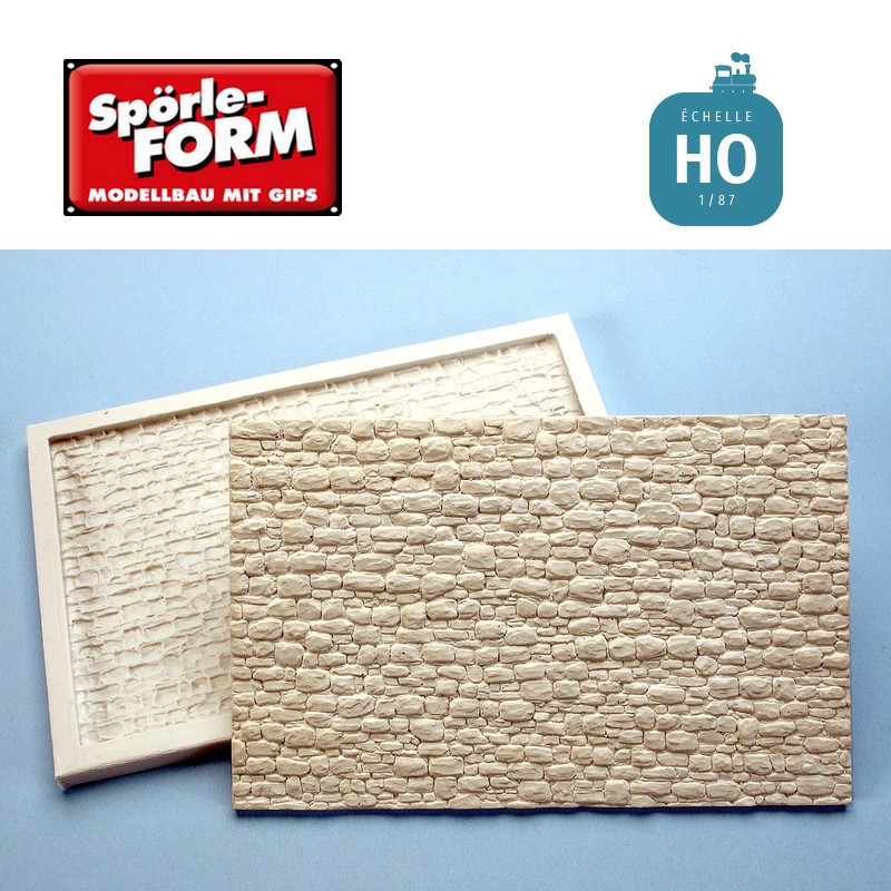 Moule mur de pierres naturelles moyenne à grosse relief prononcé HO Spörle 6015 - Maketis