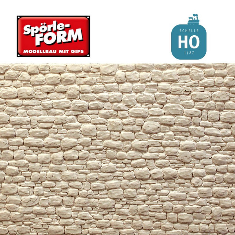 Moule mur de pierres naturelles moyenne à grosse relief prononcé HO Spörle 6015 - Maketis