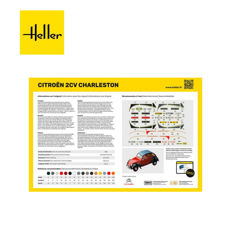 Voiture CITROËN 2 CV CHARLESTON 1/24 Heller 80766 -Maketis
