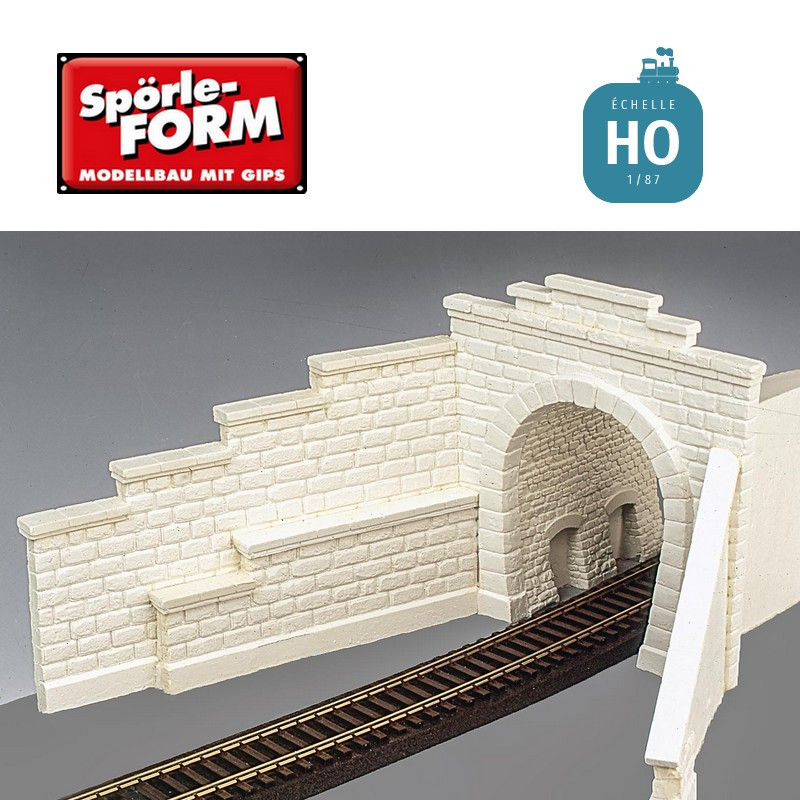 Set de 3 moules pour construction de tunnels en carrés de grès voie unique avec caténaire HO Spörle 6330 - Maketis