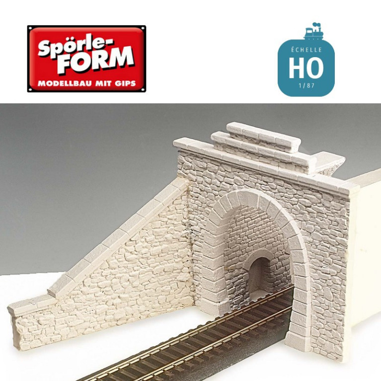 Set de 3 moules pour construction de tunnels en pierre de taille voie unique avec caténaire HO Spörle 6340 - Maketis