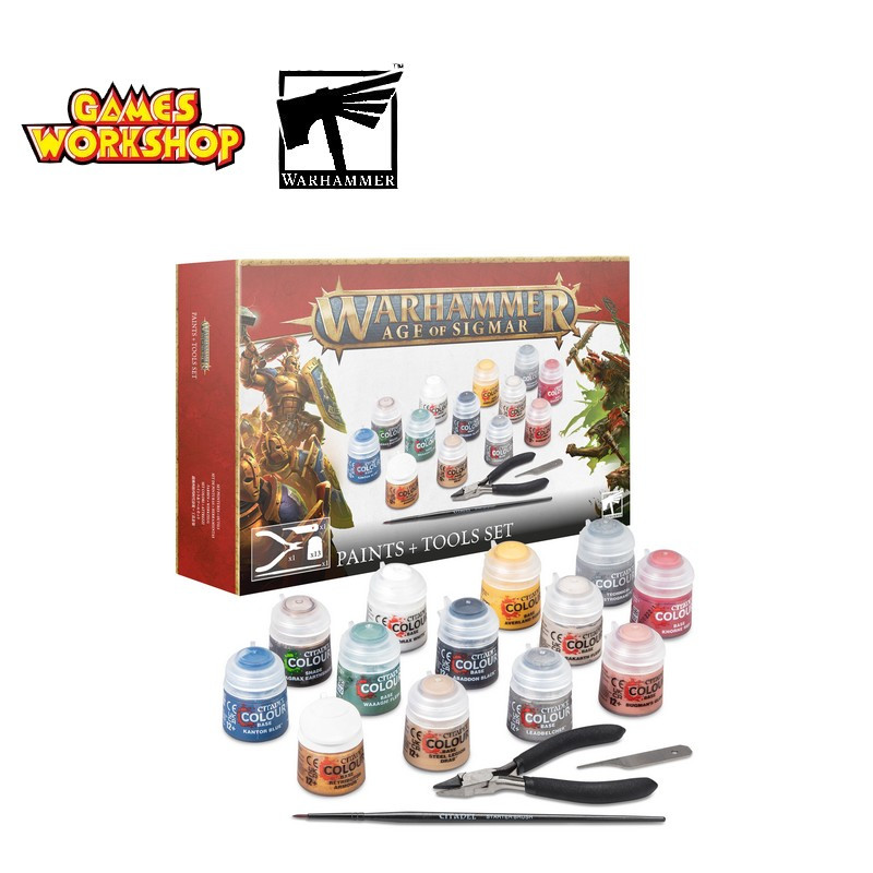 Coffret peintures + outils Age of Sigmar Warhammer Games Workshop 80-17 - Maketis