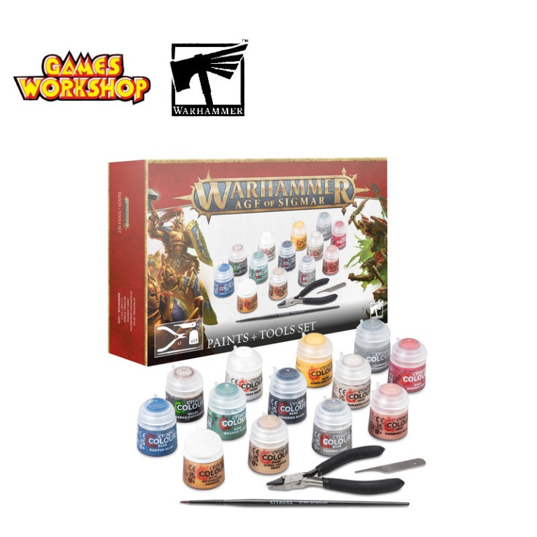 Coffret peintures + outils Age of Sigmar Warhammer Games Workshop 80-17 - Maketis