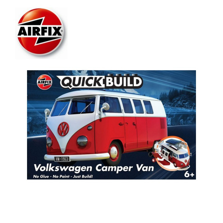 Maquette Quickbuild (sans colle, sans peinture) Combi Volkswagen rouge Airfix J6017 - Maketis