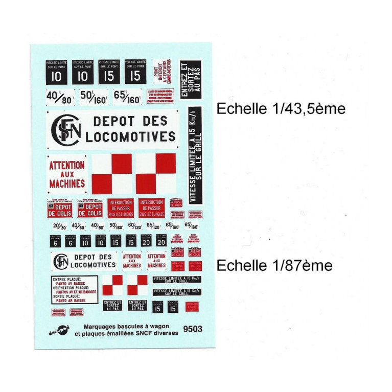 Wagon scale markings and SNCF enamelled plates Decapod 9503 - Maketis