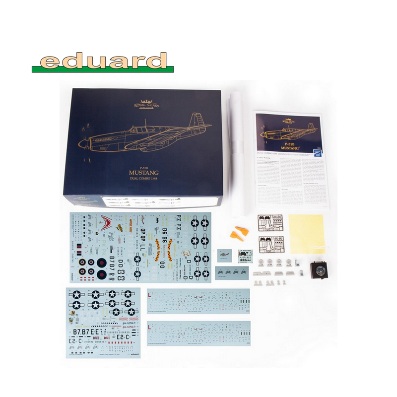 Avion de combat P-51B Mustang WWII 1/48 Royal Class Dual Combo Eduard R0019 - Maketis