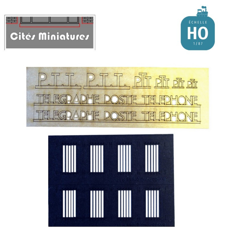 Lettrage, logos PTT et grilles HO Cités Miniatures ED-042-HO - Maketis Lettrage, logos PTT et grilles HO Cités Miniatures ED-042-HO - Maketis