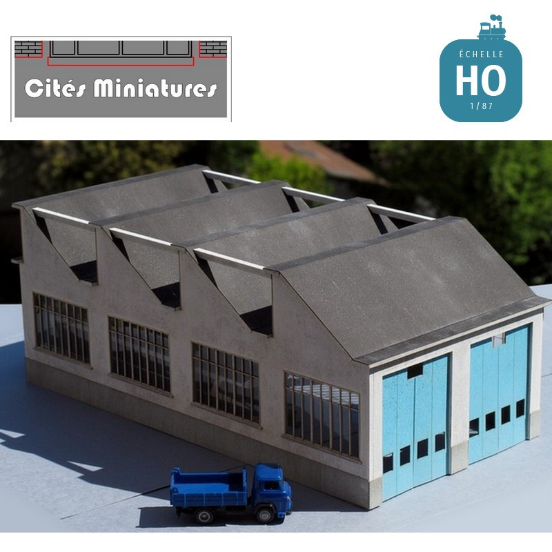 Atelier Remise 2 voies toiture Shed style ‘La Chapelle’ – Echelle HO Cités Miniatures BF-004-2-HO - Maketis