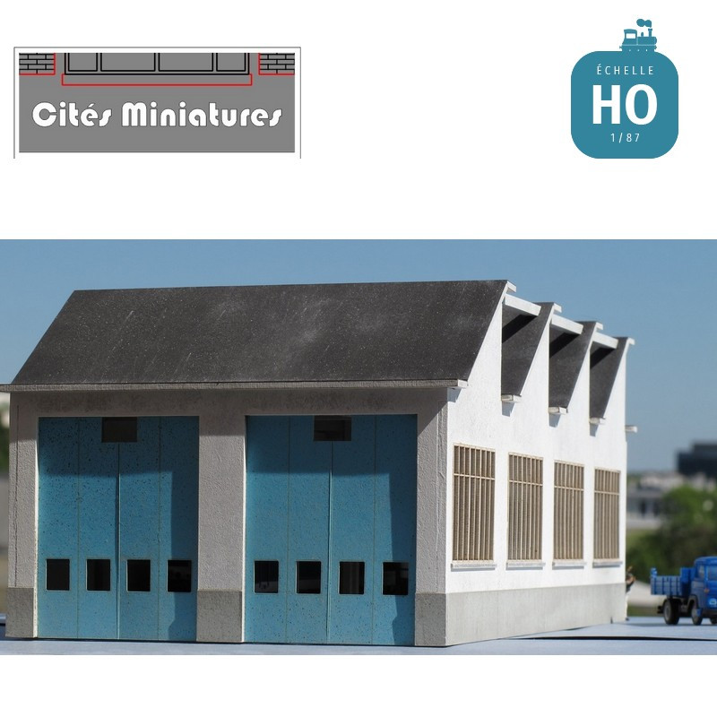 Atelier Remise 2 voies toiture Shed style ‘La Chapelle’ – Echelle HO Cités Miniatures BF-004-2-HO - Maketis