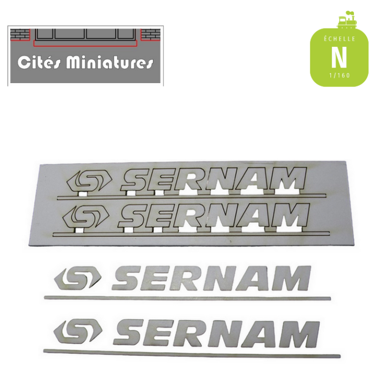 Lettrage SERNAM & logo – Echelle N Cités Miniatures ED-041-N - Maketis Lettrage SERNAM & logo – Echelle N Cités Miniatures ED-041-N - Maketis