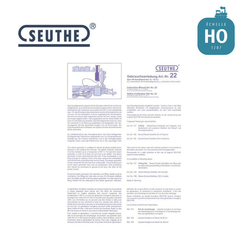 Générateur de fumée 10-16 V HO Seuthe n° 22 - Maketis