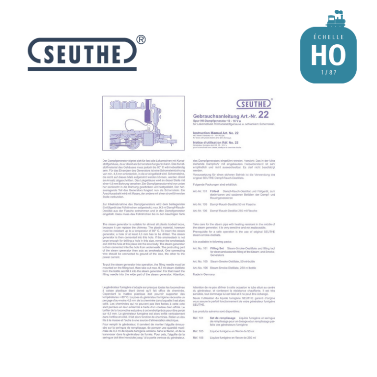 Générateur de fumée 10-16 V HO Seuthe n° 22 - Maketis
