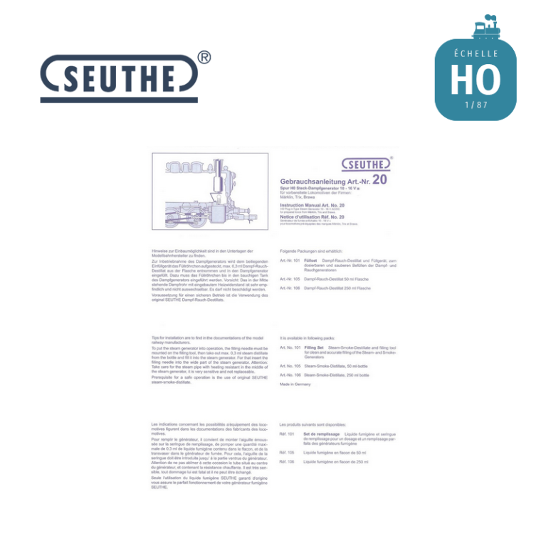 Générateur de fumée enfichable 10-16 V HO Seuthe n° 20 - Maketis
