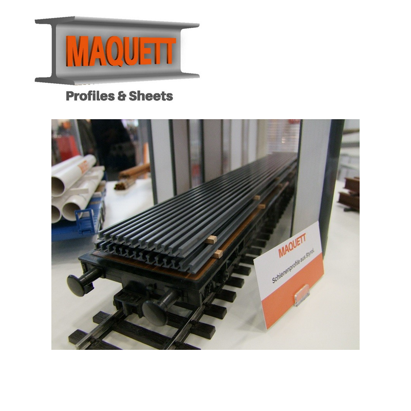 Profilés de Rail en Styrène gris acier Maquett 460 - Maketis