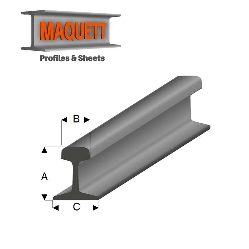 Profilés de Rail en Styrène gris acier Maquett 460 - Maketis