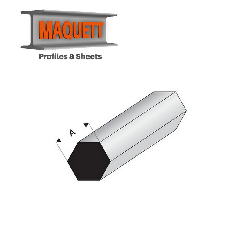 Profilés blanc super styrène tige hexagonale pleine 330 mm Maquett - Maketis