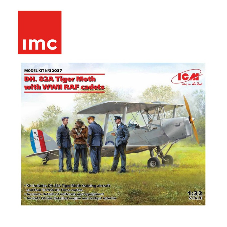 Avion d'entrainement DH.82 Tiger Moth avec jeunes pilotes RAF WWII 1/32 ICM 32037 - Maketis Avion d'entrainement DH.82 Tiger Moth avec jeunes pilotes RAF WWII 1/32 ICM 32037 - Maketis