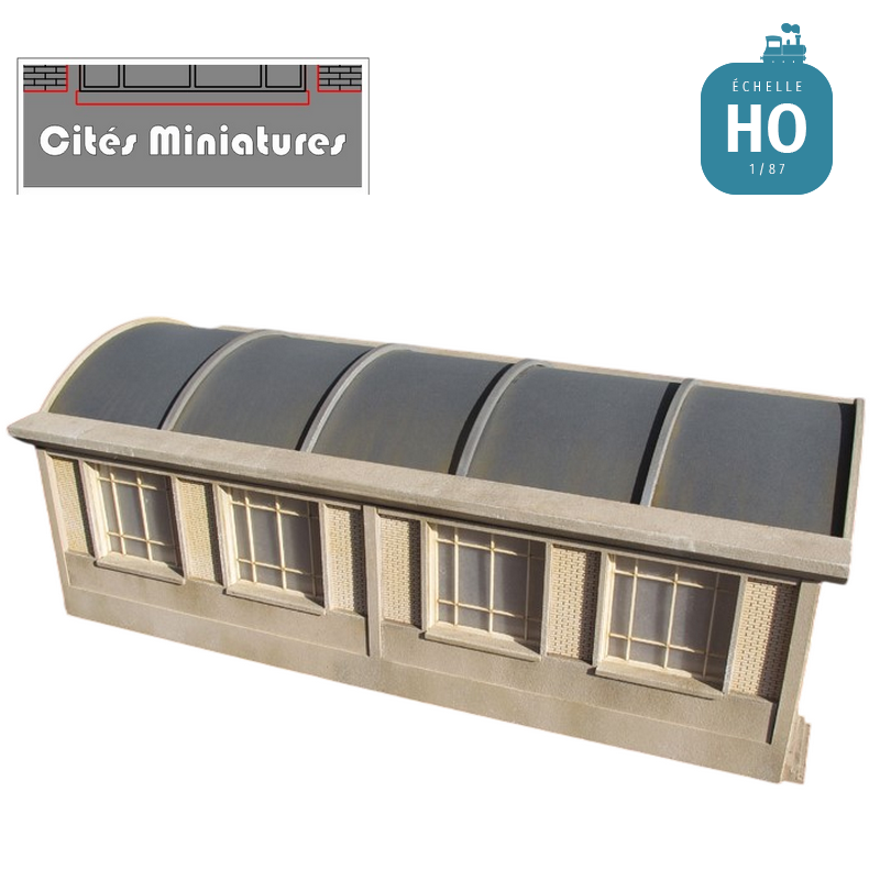 Atelier SNCF court - 4 grandes fenêtres carrées HO Cités Miniatures CMBF-001 - Maketis