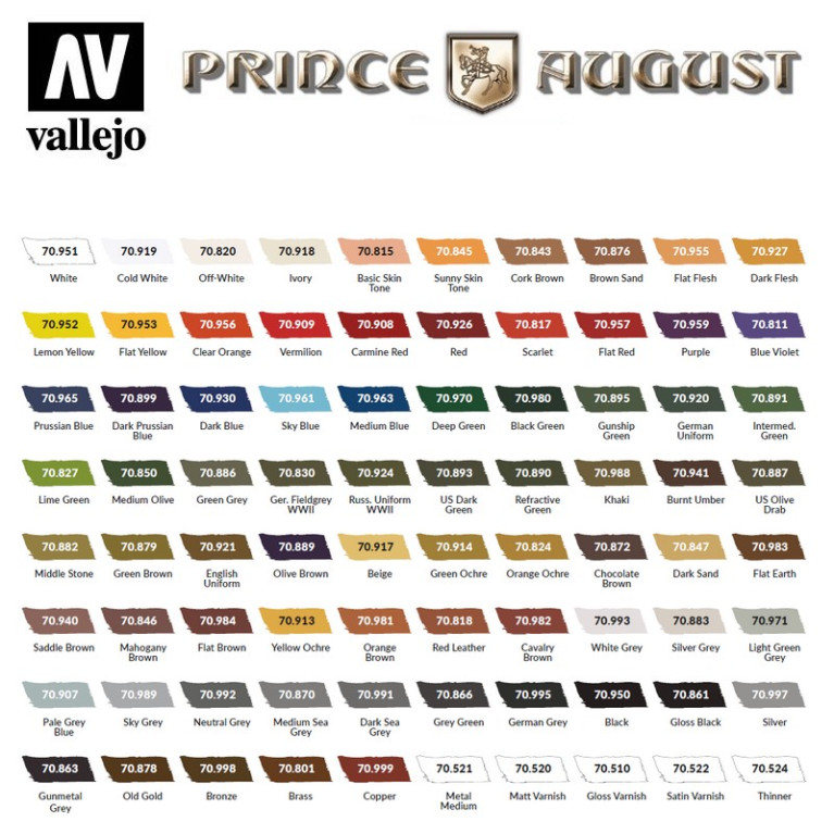 Mallette 80 teintes MODEL COLOR 18 ml Vallejo Prince August 70.252 - Maketis