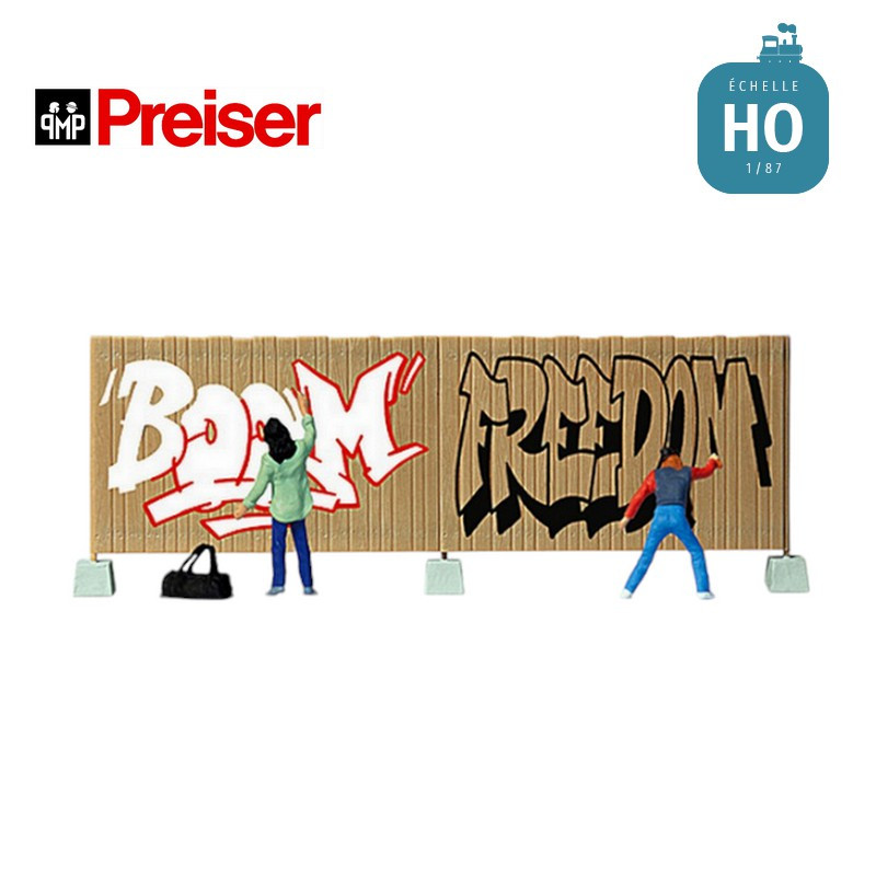 Artistes graffeurs (2 figurines et accessoires) HO Preiser 10334 - Maketis