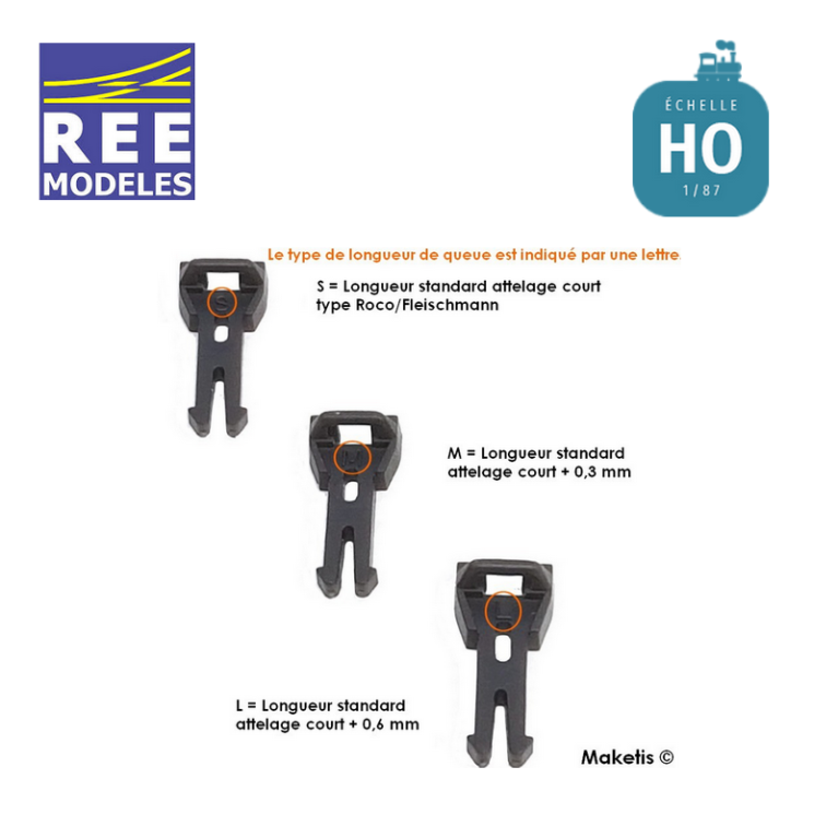 Attelages magnétiques HO NEM362 L-M-S (10 paires) REE XB-932 - Maketis Attelages magnétiques HO NEM362 L-M-S (10 paires) REE XB-932 - Maketis