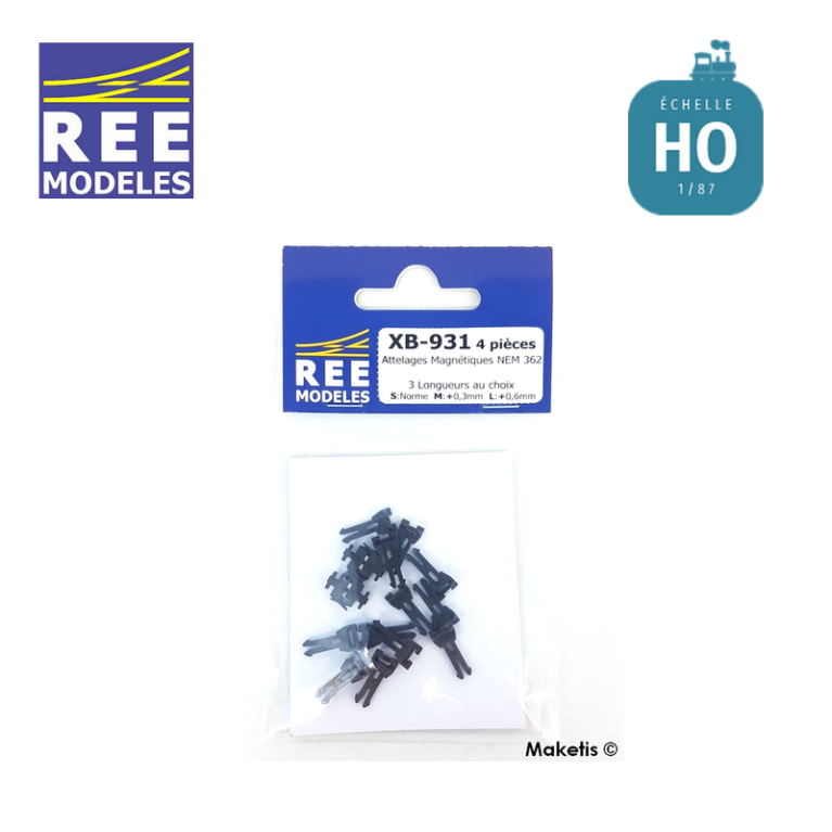 Attelages magnétiques HO NEM362 L-M-S (2 paires) REE XB-931 - Maketis Attelages magnétiques HO NEM362 L-M-S (2 paires) REE XB-931 - Maketis