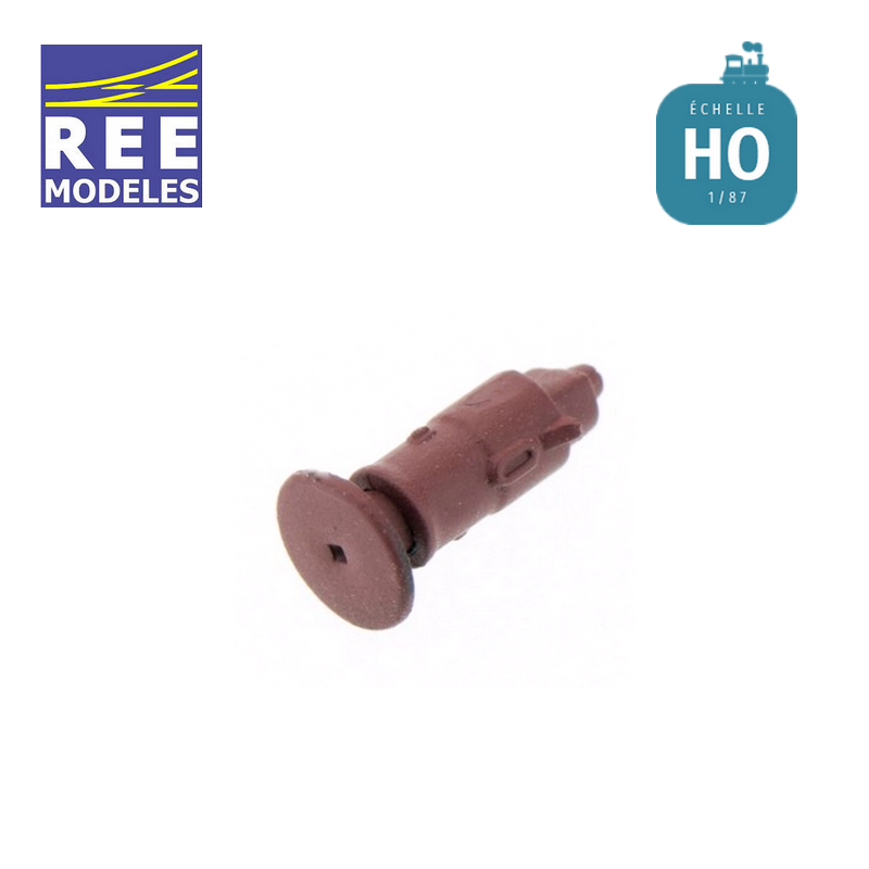 Set de 12 Tampons avec ressort - Wagon Moderne - PLATEAU ROND MARRON à l'échelle HO REXB-306-12 - Maketis