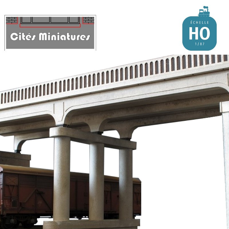 Pont routier poutres béton - garde-corps béton HO CMOA-003-HO-B - Maketis