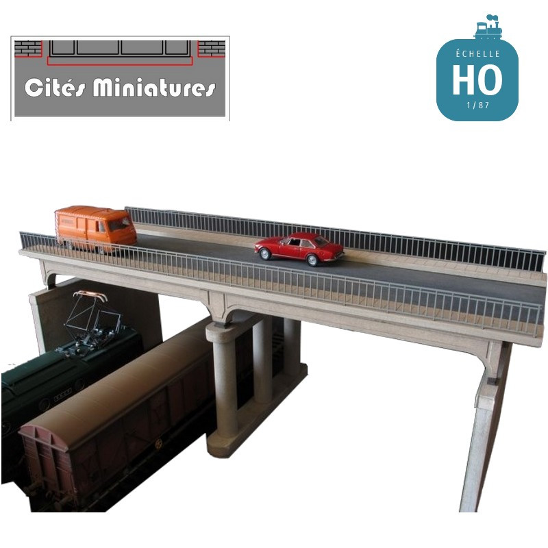 Pont routier poutres béton - garde-corps béton HO CMOA-003-HO-B - Maketis