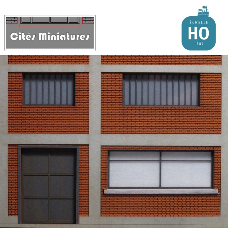 Façade entrepôt / usine béton & briques R+2 - Echelle HO - Maketis Façade entrepôt / usine béton & briques R+2 - Echelle HO - Maketis