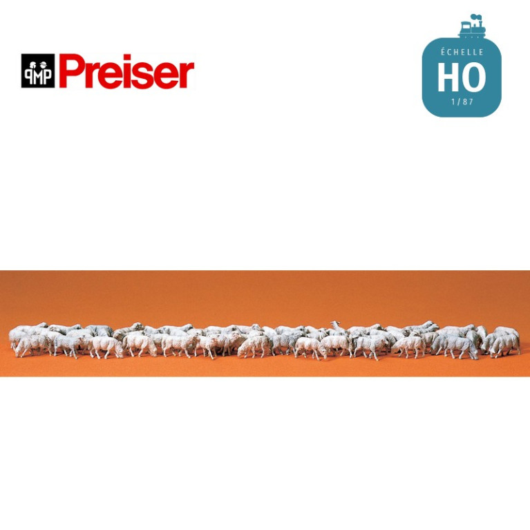 Troupeau de moutons 60 pièces HO Preiser 14411 - Maketis Troupeau de moutons 60 pièces HO Preiser 14411 - Maketis