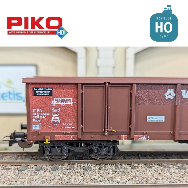 Set 2 wagons tombereaux ouverts Eaos Rübenverkehr VTG Ep VI HO Piko 58279 - Maketis