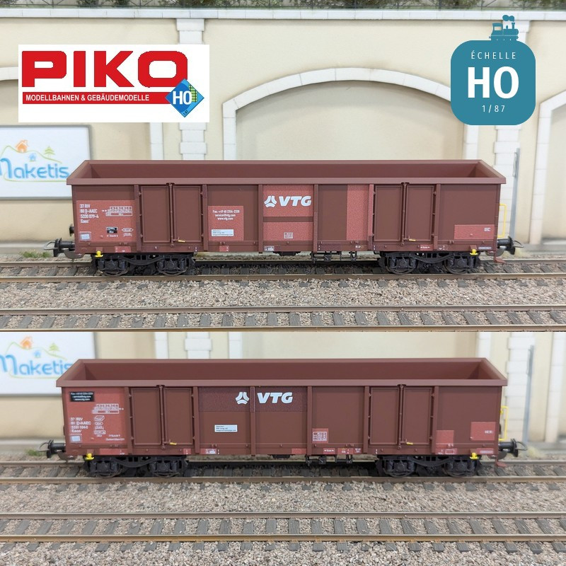 Set 2 wagons tombereaux ouverts Eaos Rübenverkehr VTG Ep VI HO Piko 58279 - Maketis