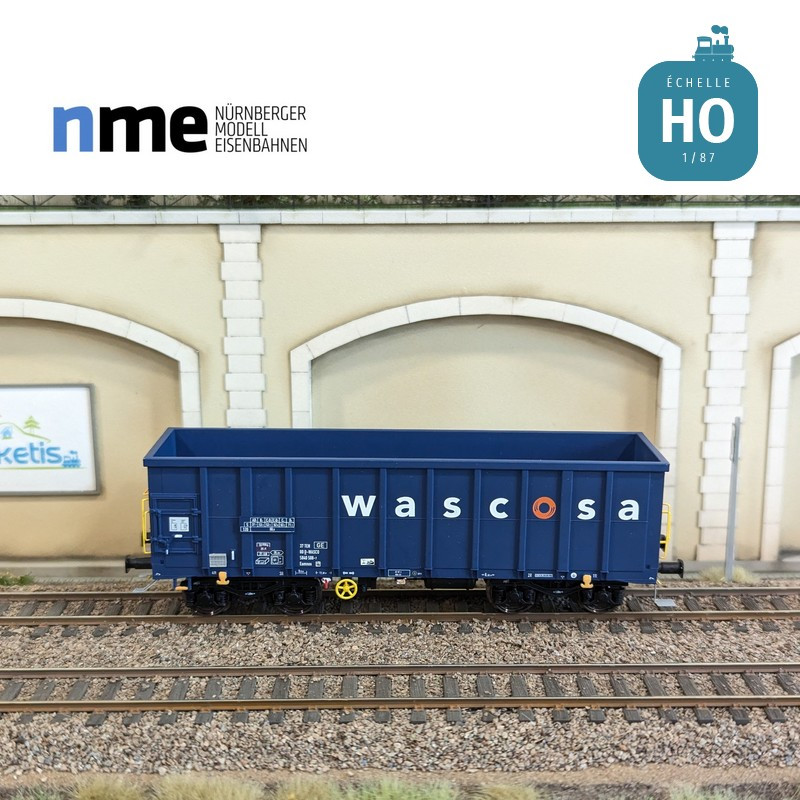 Offener Güterwagen Eamnos 57m³ WASCOSA blau und orange Ep VI HO NME 543620 - Maketis
