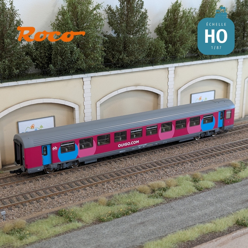Set 3 voitures Corail VTU 2ème classe type B11tu Ouigo SNCF Ep VI HO Roco 6200025 - Maketis