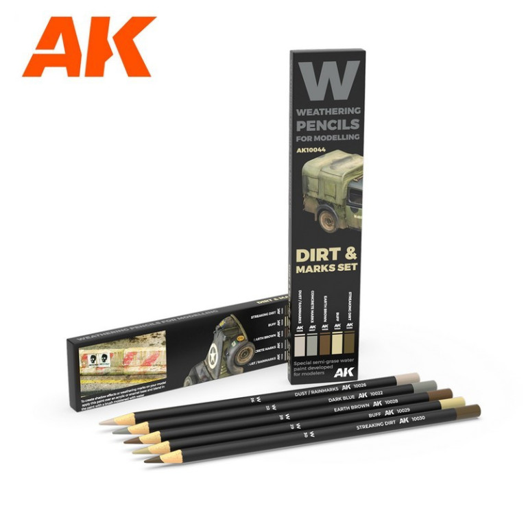 Set de 5 crayons de vieillissement Dirt & Marks (salissures et traces) AK Interactive AK10044 - Maketis