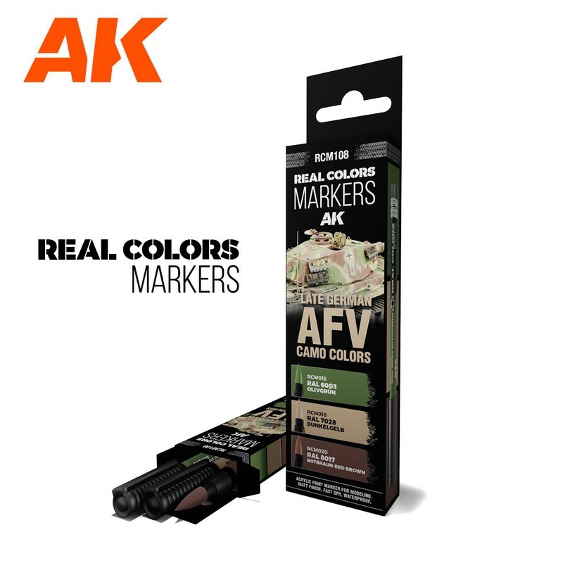 Set de 3 marqueurs Real Colors Late German AFV camo AK Interactive RCM108 - Maketis