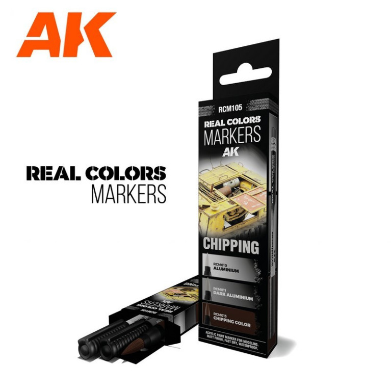 Set de 3 marqueurs Real Colors Chipping (éclats) AK Interactive RCM105 - Maketis