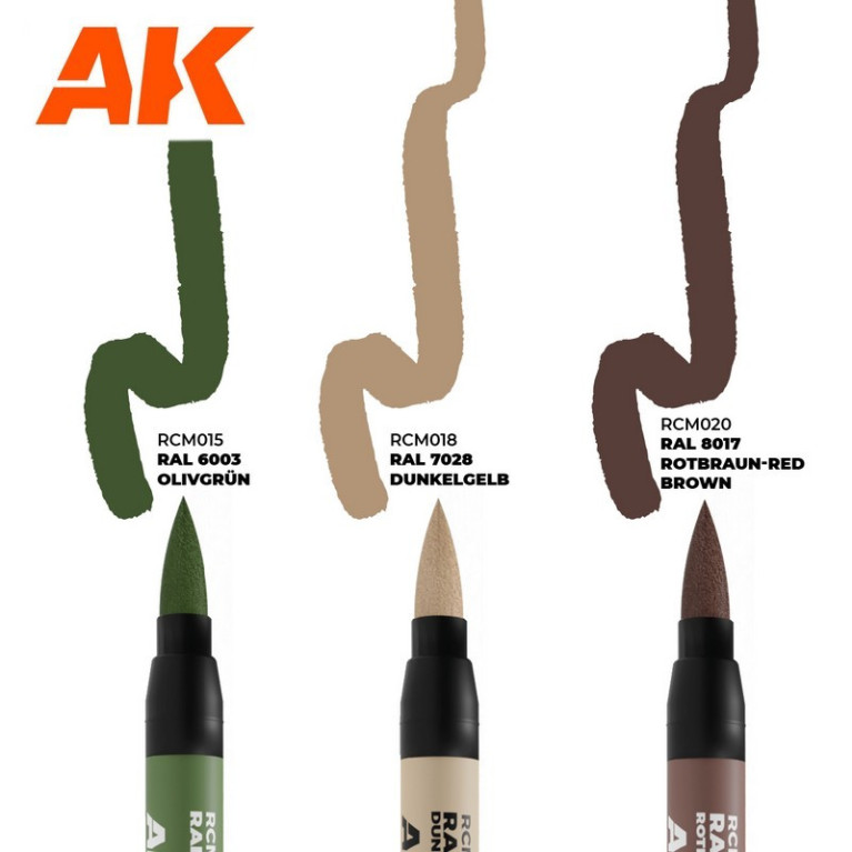Set de 3 marqueurs Real Colors Late German AFV camo AK Interactive RCM108 - Maketis